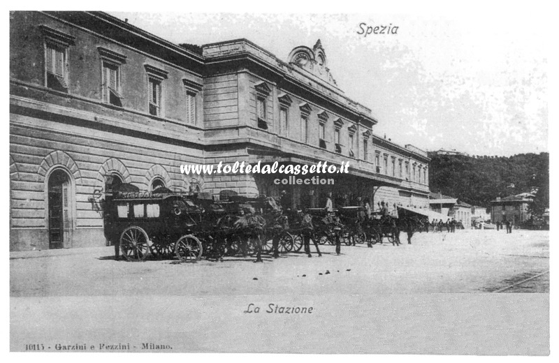 FERROVIA PONTREMOLESE - La stazione della Spezia in una cartolina del 1904 (Garzini e Pezzini - Milano)