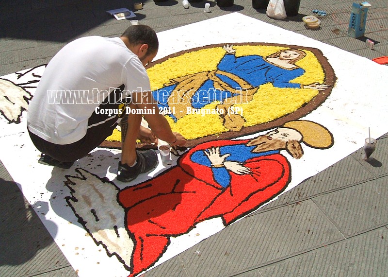 BRUGNATO (SP) - INFIORATA DEL CORPUS DOMINI 2011 - Quadro raffigurante Ges� e i Santi