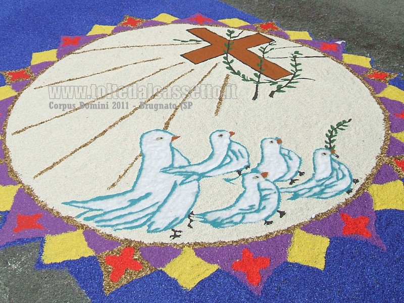 BRUGNATO (Infiorata del Corpus Domini 2011) - Quadro raffigurante le colombe della pace