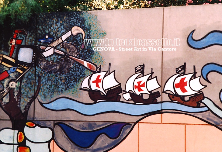 GENOVA - Arte contemporanea in citt: le caravelle di Colombo nei murales di Via Cantore