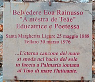 TELLARO - Alcuni versi su una targa marmorea per ricordare Eoa Rainusso "A mstra de Tee" (la maestra di Tellaro), educatrice e poetessa