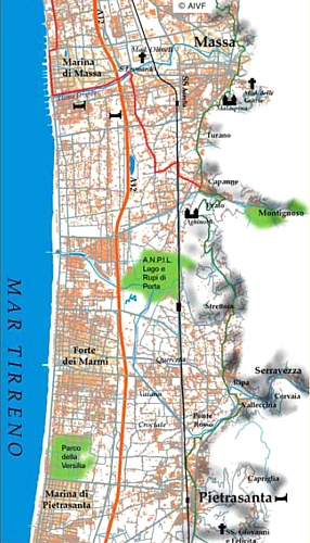 AIVF - Mappa percorsi della Via Francigena tra Massa e Pietrasanta