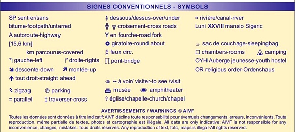 AIVF - Guida sui percorsi della Via Francigena tra Sarzana e Pietrasanta (tabella dei segni convenzionali)
