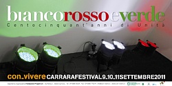 Logo "CON-VIVERE FESTIVAL" Carrara 8/9/10 settembre 2011 - (Bianco, Rosso e Verde - Centocinquant'anni di unit)