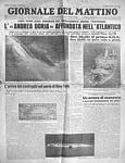 GIORNALE DEL MATTINO del 27 luglio 1956 - Prime drammatiche notizie sulla motonave '"Andrea Doria" che affonda nell'Atlantico