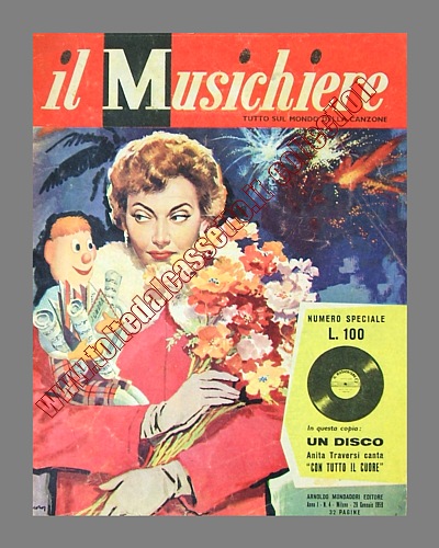 IL MUSICHIERE n. 4 del 29-01-1959 - Nilla Pizzi in copertina sul settimanale di Garinei e Giovannini dedicato al mondo della canzone e collegato alla celebre trasmissione televisiva