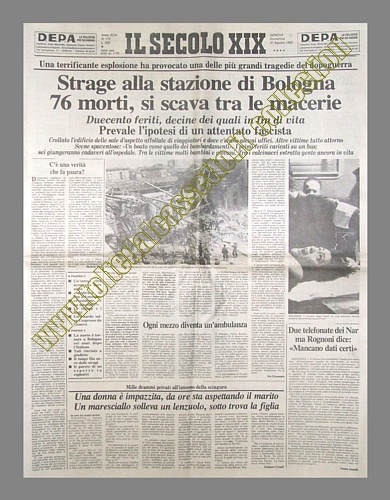 IL SECOLO XIX del 3 agosto 1980 - La strage alla stazione di Bologna