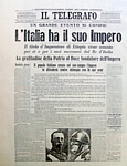 IL TELEGRAFO del 10 maggio 1936 - Da Palazzo Venezia, Benito Mussolini proclama l'Impero d'Italia