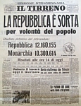 IL TIRRENO del 5 giugno 1946 - Tramite referendum, sorge la Repubblica Italiana per volont del popolo