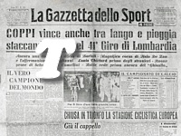 LA GAZZETTA DELLO SPORT del 27 ottobre 1947 - Fausto Coppi vince in solitaria il 41 Giro di Lombardia
