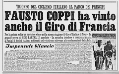 TUTTOSPORT del 25 luglio 1949 - Trionfo italiano al Tour de France: 1 Fausto Coppi, 2 Gino Bartali