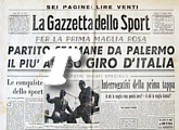 LA GAZZETTA DELLO SPORT del 21 maggio 1949 - Il 32 Giro d'Italia parte da Palermo. In prima pagina una fotografia di Fausto e Serse Coppi mentre arrivano in Sicilia col piroscafo "Citt di Tunisi"
