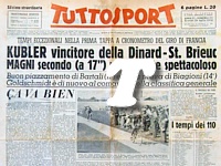 TUTTOSPORT (Edizione straordinaria del 20 luglio 1950) - Ferdy Kubler vince la prima tappa a cronometro del 37 Tour de France. Per Fiorenzo Magni un ottimo secondo posto a soli 17" dallo svizzero
