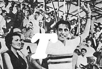 LUGANO 1953 - Giulia Occhini compare ufficialmente accanto a Fausto Coppi che indossa la maglia iridata