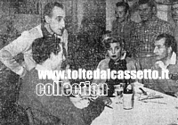 OTTOBRE 1948 - Coppi, Tot, Isa Barzizza e Bartali conversano a tavola durante una pausa di lavorazione del film "Tot al Giro d'Italia"