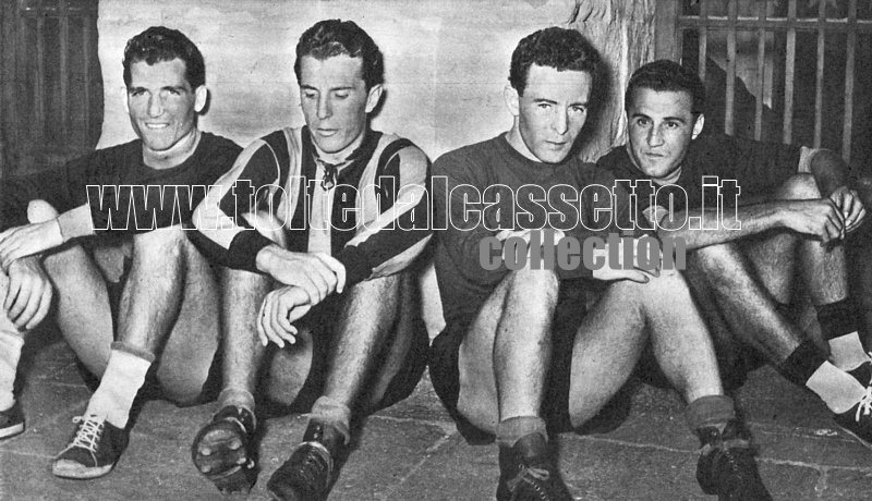 GIACOMAZZI Giovanni, GHEZZI Giorgio detto "kamikaze", BROCCINI Pietro e NERI Maino, giocatori dell'Inter anni '50