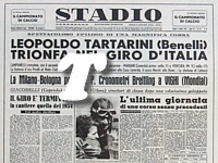 STADIO del 6 aprile 1953 - Leopoldo Tartarini su Benelli trionfa nel 1 Giro d'Italia motociclistico