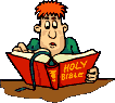 Immagine animata di un frate intento alla lettura della Sacra Bibbia