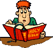 Immagine animata di un frate intento alla lettura della Sacra Bibbia Immagine animata di un frate intento alla lettura della Sacra Bibbia