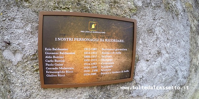 QUERCIA di AULLA- Targa della Pro Loco che ricorda i nomi dei personaggi che hanno dato lustro alla localit