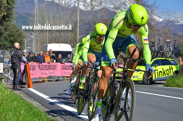 TIRRENO ADRIATICO 2016 - Il team russo della TINKOFF-SAXO in azione durante la cronosquadre a Lido di Camaiore