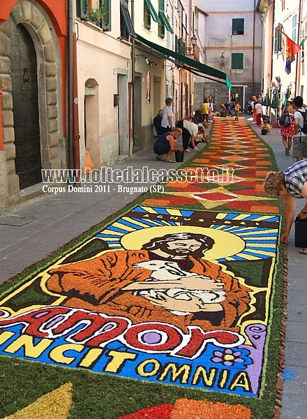 BRUGNATO (Infiorata del Corpus Domini 2011) - Disegno raffigurante Ges con in braccio un agnello