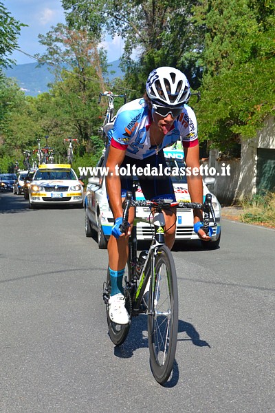 GIRO DELLA LUNIGIANA 2016 - Lingua fuori sulla salita di Montemarcello per il russo Victor Bykanov (n.133) che era in corsa col team Lazio