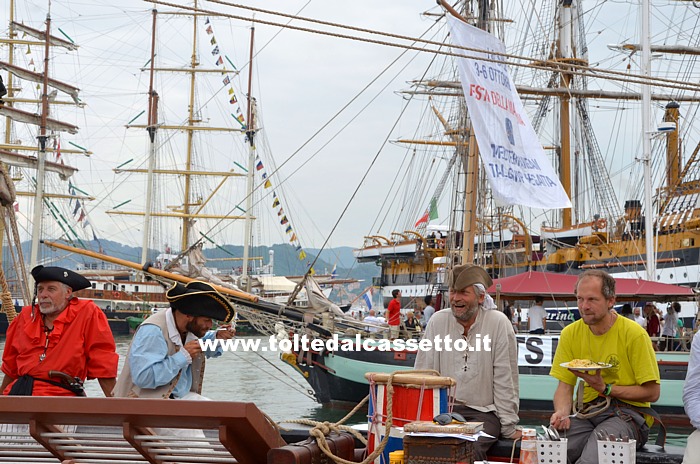 LA SPEZIA (Festa della Marineria 2013) - Pranzo in coperta per l'equipaggio del brigantino "La Grace" (Repubblica Ceca) che ha vinto l'ultima tappa della Lycamobile Mediterranean Tall Ships Regatta partita da Tolone