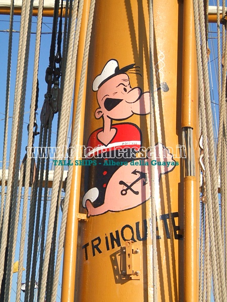 TALL SHIPS - Su un albero della Guayas campeggia l'immagine di Bracciodiferro (Popeye - Trinquete)