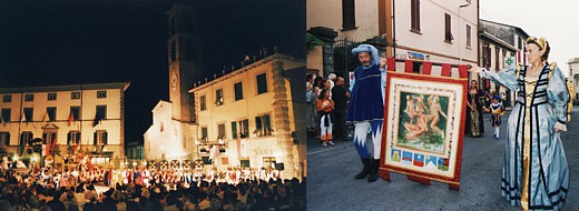 FIVIZZANO - La Piazza Medicea durante la Disfida e il Palio portato nelle vie cittadine durante il corteo storico pre gara / ( Giovanni Mencarini)