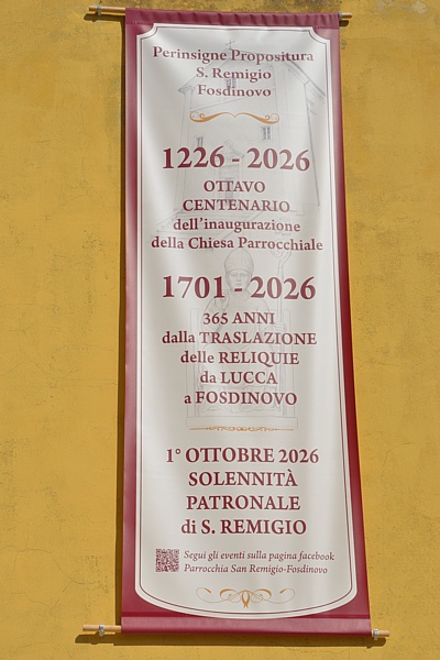 FOSDINOVO - Drappo contenente gli appuntamenti per la festa di San Remigio 2026