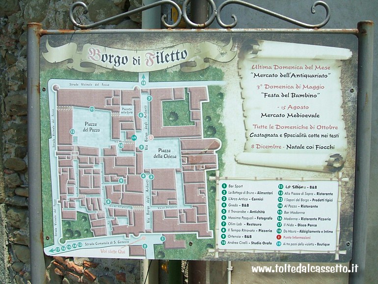 FILETTO di VILLAFRANCA - Segnaletica turistica con la pianta urbana del borgo