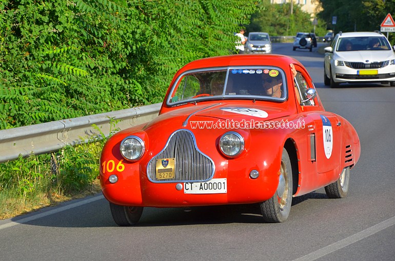 MILLE MIGLIA 2022 - Fiat 1100 508 C Berlinetta anno 1938 (Equipaggio: Giuseppe Boscarino ed Enrico Renaldini - Numeo di gara: 106)