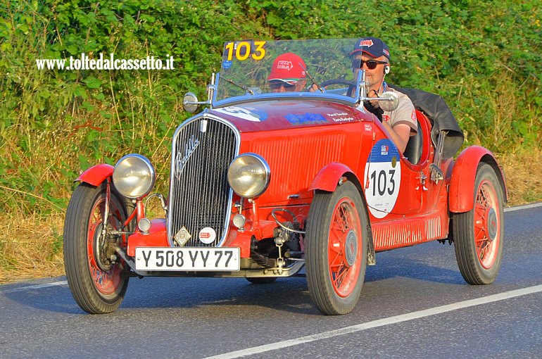 MILLE MIGLIA 2025 - Fiat 508 S Balilla Mille Miglia anno 1935 (Equipaggio: Marat Yarullin e Boris Kostyrko - Numero di gara: 103)