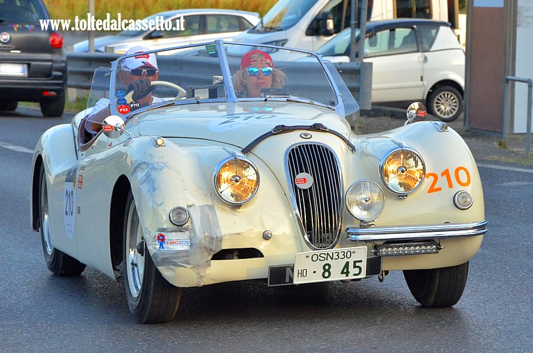 MILLE MIGLIA 2025 - Jaguar XK 120 OTS Roadster anno 1950 (Equipaggio: Yoshikawa Hidetaka e Anna Giovannelli - Numero di gara: 210 - Team: Takara Belmont)