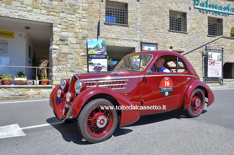 GRAN PREMIO TERRE DI CANOSSA 2018 (Portovenere) - Profilo della Fiat 508 Sport Berlinetta MM degli italiani Simi de Burgis e Arizzi (numero di gara 16)