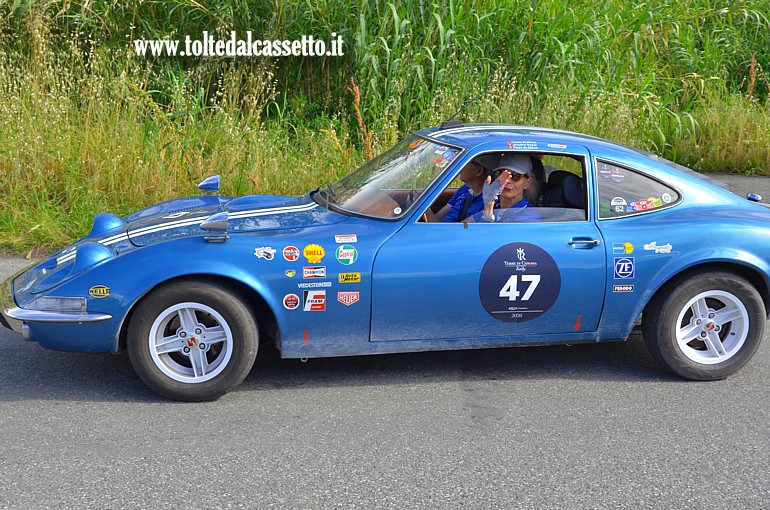 TERRE DI CANOSSA RALLY 2026 - Opel GT 1900 del 1969 (Equipaggio: Jacqueline Breguet e Paulo De Moura (CH) - Numero di gara: 47 - Team: Pattina Pirates)