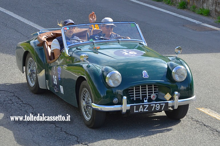 TERRE DI CANOSSA RALLY 2026 - Triumph TR2 del 1954 (Equipaggio: Fernando Montefiore e Rosario Majdalani (AR) - Numero di gara: 16 - Team: Squadra Tartaruga Argentina)