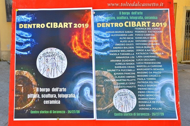 CIBART 2019 (Seravezza) - Tabellone con i nomi di tutti gli artisti presenti alla manifestazione