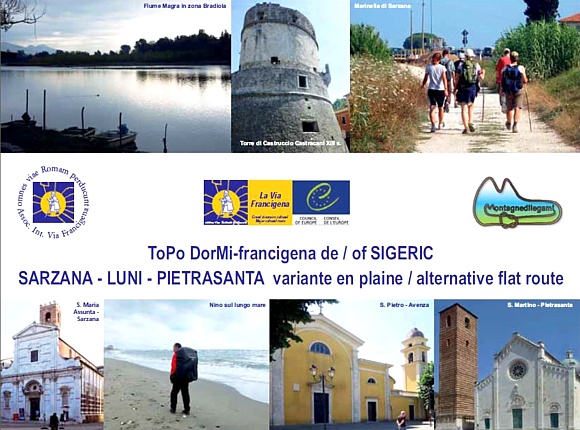 AIVF - Guida sui percorsi della Via Francigena tra Sarzana e Pietrasanta (Testata con foto e loghi)