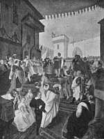 GENOVA - Cristoforo Colombo dinanzi ai Sovrani di Spagna, quadro del Gandolfi custodito nel palazzo comunale (riproduzione fotografica di inizio '900)