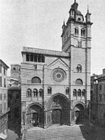 GENOVA (Piazza San Lorenzo) - La facciata del Duomo, costruita sul modello delle cattedrali della Francia settentrionale