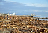 SARZANA - La spiaggia di Marinella dopo una mareggiata