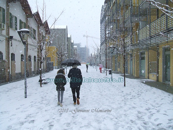 S.STEFANO DI MAGRA - Viale Piero Pozzoli durante una nevicata