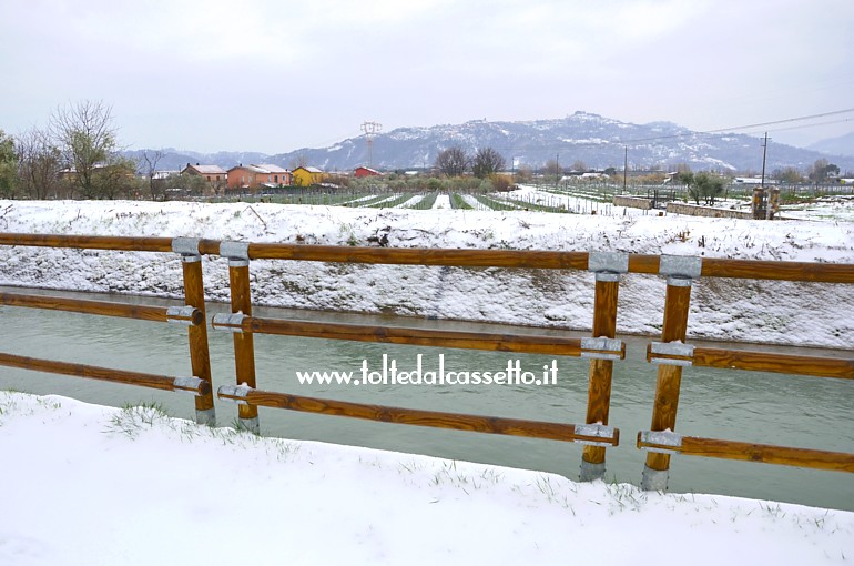 CANALE LUNENSE (Nevicata Marzo 2018) - Scorcio sulla collina di Vezzano Ligure e la campagna nella zona della "macchia" di S.Stefano Magra