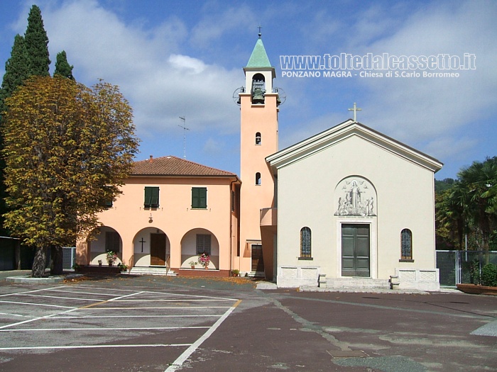 PONZANO MAGRA (Belaso) - La chiesetta di San Carlo Borromeo, progettata dall'arch. genovese Luigi Ferrari e aperta al culto il 24 maggio del 1950