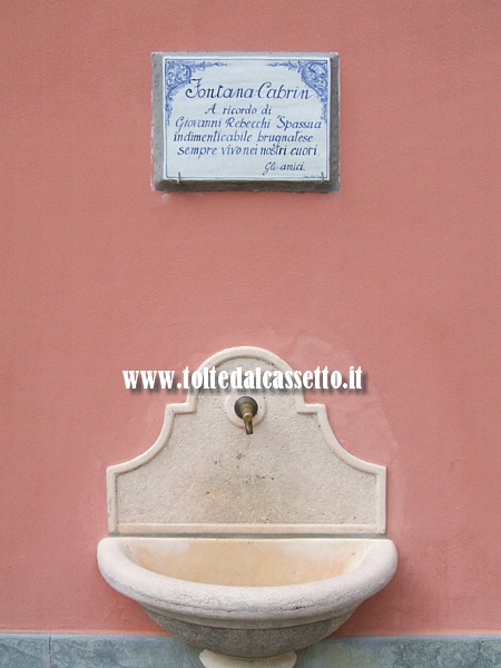 BRUGNATO - La "Fontana Cabrin" a ricordo di Giovanni Rebecchi (Spassua), indimenticabile brugnatese, sempre vivo nei cuori degli amici