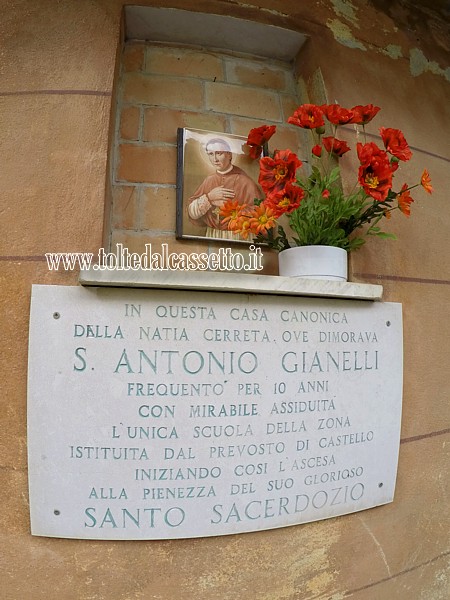 CASTELLO di CARRO - Lapide in memoria del Santo Antonio Maria Gianelli
