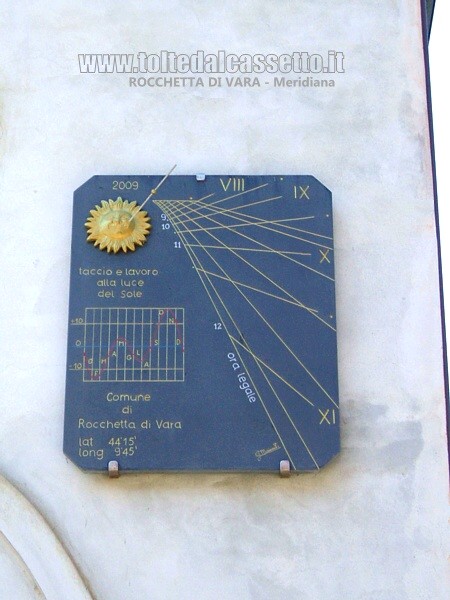 ROCCHETTA DI VARA - "Taccio e lavoro alla luce del Sole", questo il messaggio della meridiana posta sul palazzo comunale nel 2009
