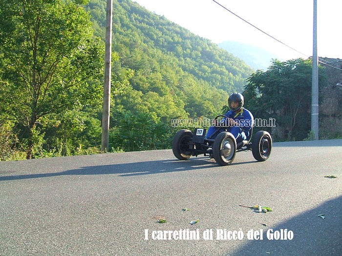 RICCO' DEL GOLFO - Un carrettino monoposto con ruote gommate molto grandi affronta la "Cronodiscesa Casella-Valdipino 2011"
